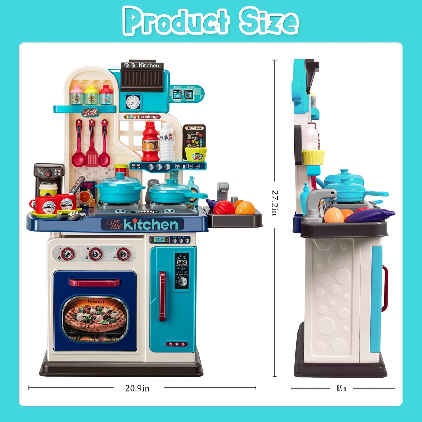 53-Piece Kids Kitchen Playset with Lights & Sounds