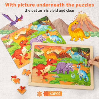Wooden Jigsaw Puzzle Set 6 Pack Preschool Learning Toy