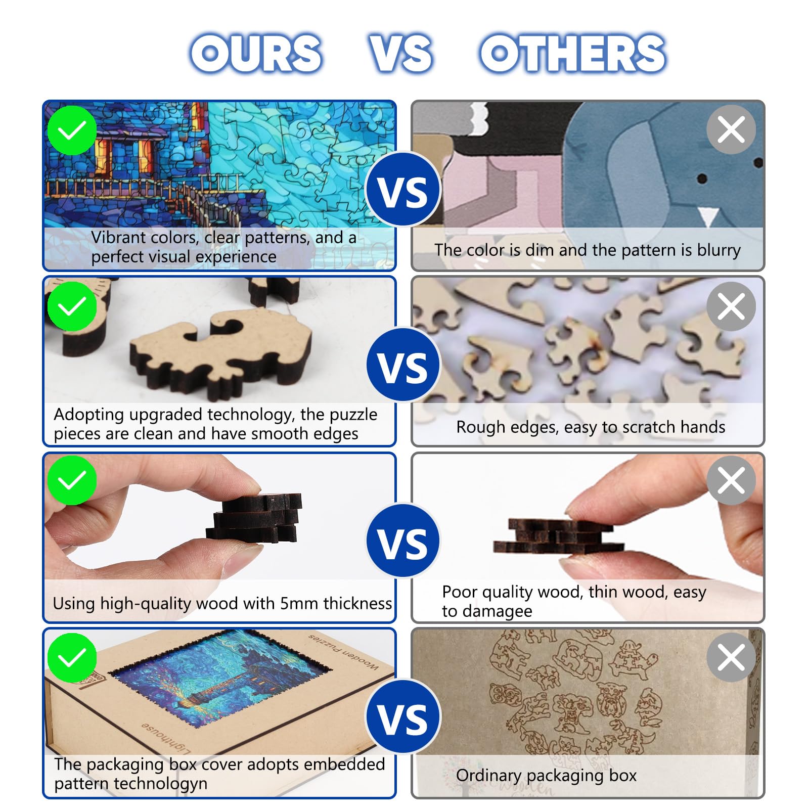 Wooden Puzzles, Nature Jigsaw Puzzles 200/500 Pieces, Unique Shaped Wooden Puzzles for Adults and Kids, Family Game