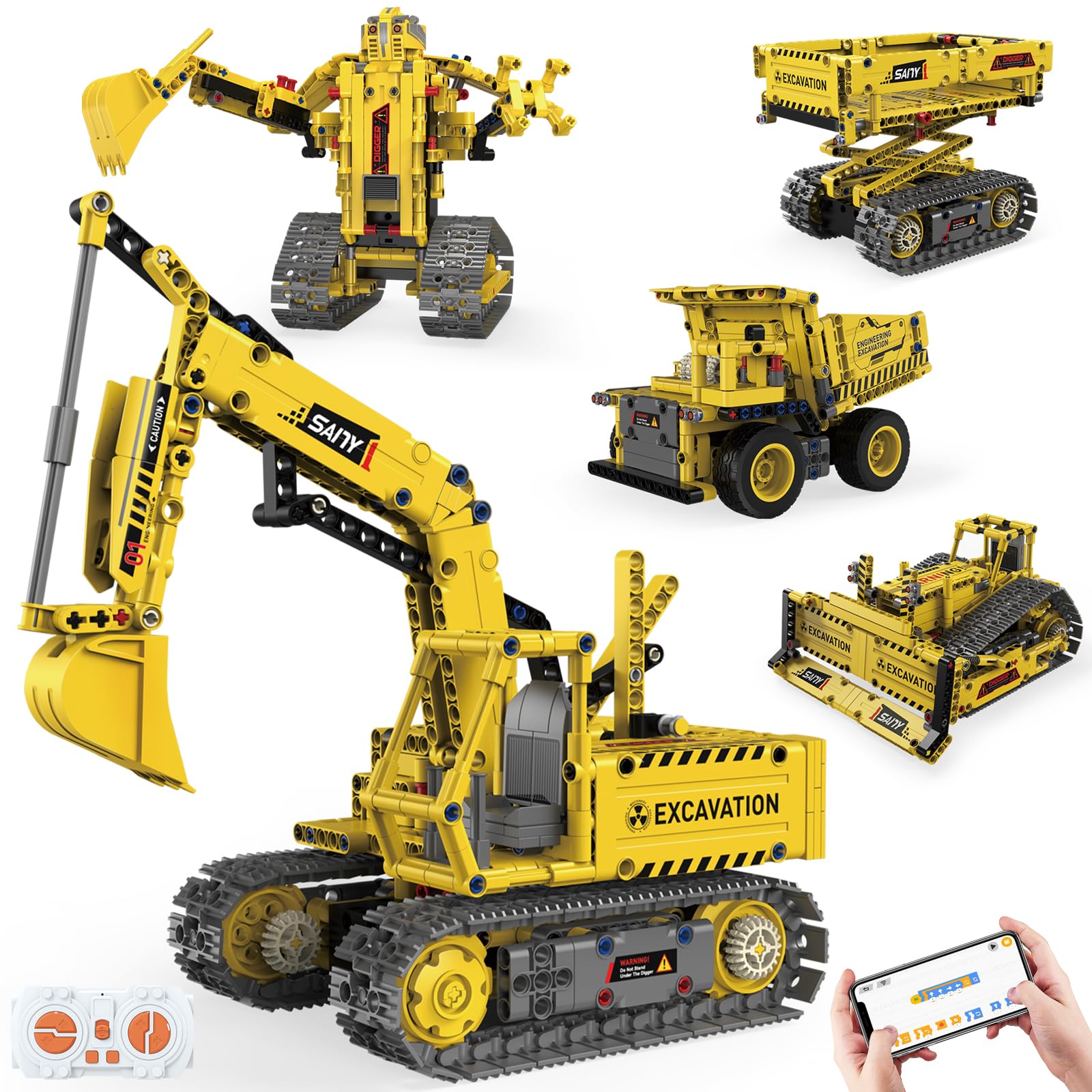 Ansnibe Robot Building Kit with APP/Remote Control STEM Gifts for Boys Age 8-16,Technic Coding Robotic Toys for Kids Birthday, Buildable 5in1 Models