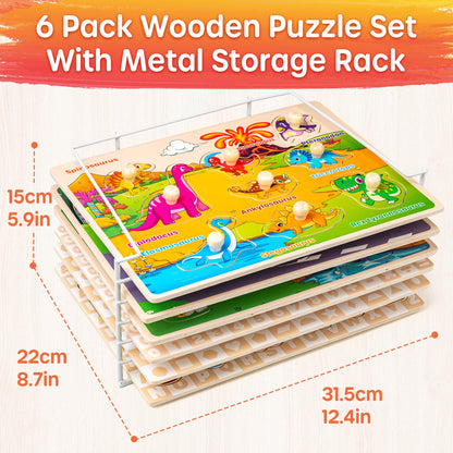 Wooden Toddler Puzzle Set Alphabet Animal Vehicle Toy