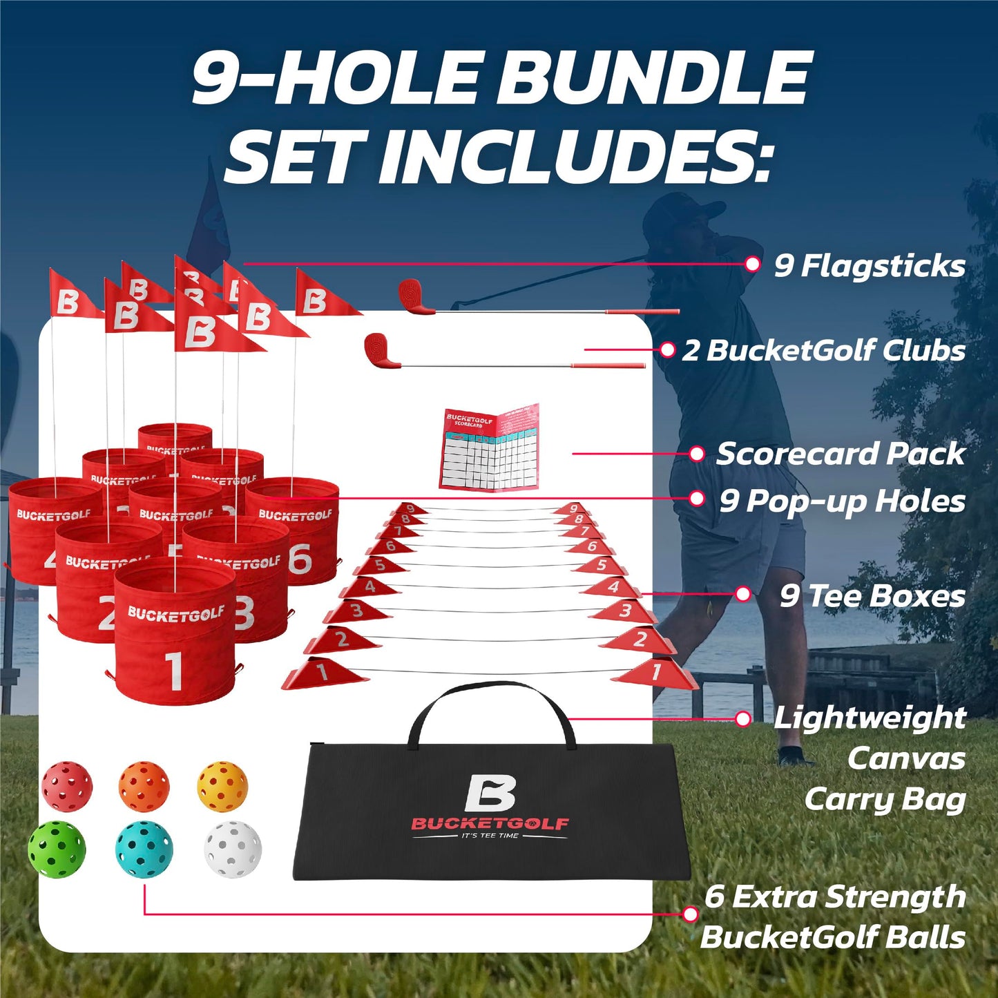 Outdoor Golf Game Set 9 Hole Clubs Backyard Beach
