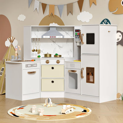 Kids Wooden Corner Play Kitchen Set
