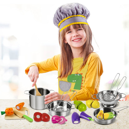 Wooden Kids Kitchen Play Food Cooking Set Accessories