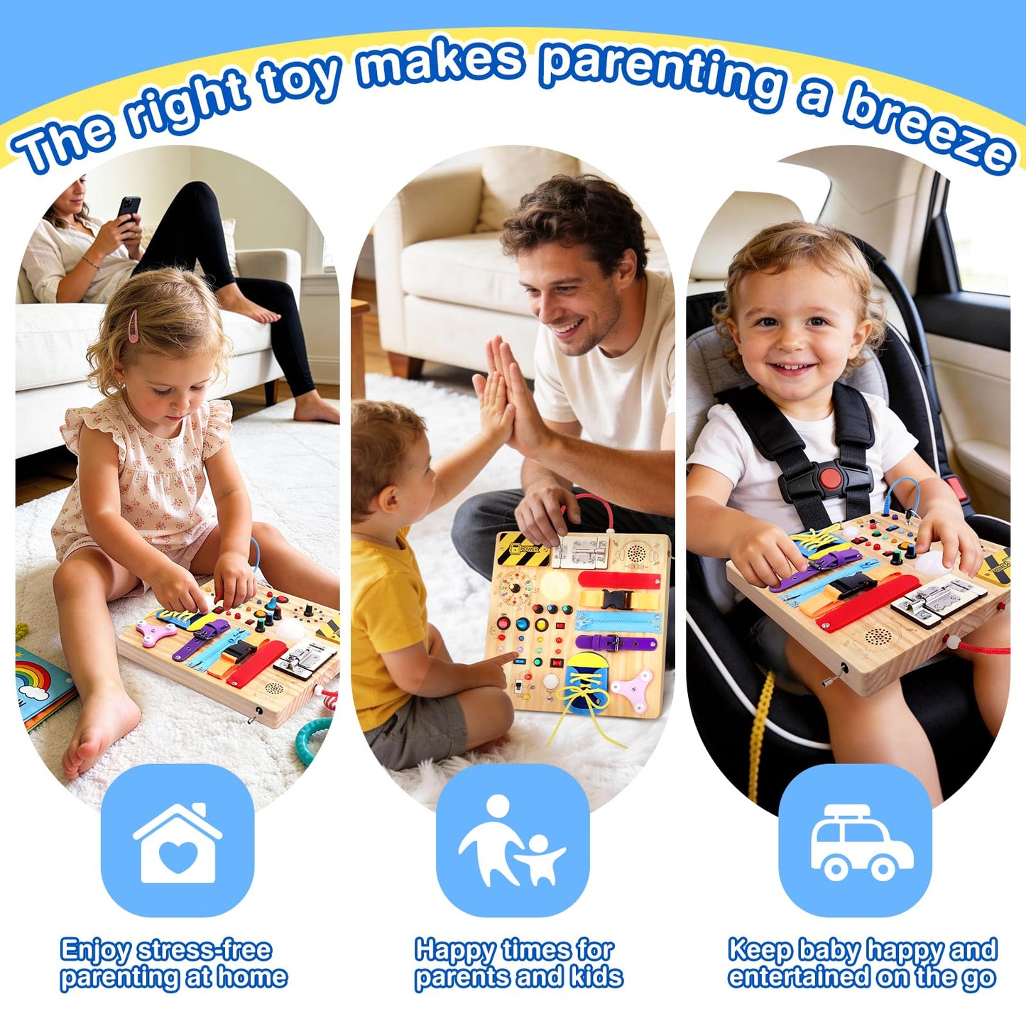 Montessori Busy Board Sensory Activity Toy Toddlers