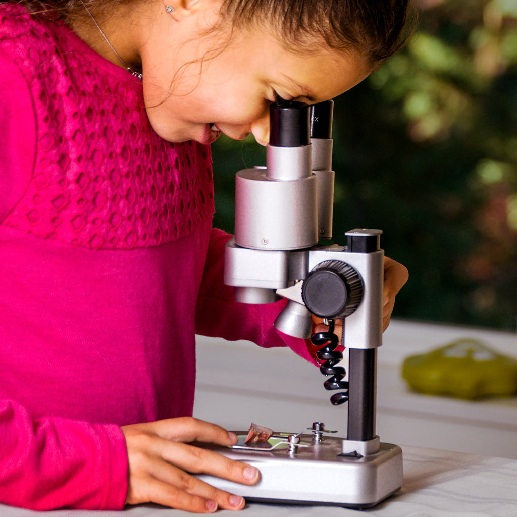 National Geographic Kids Microscope Science Kit - Dual LED Microscope for Kids, Ultra Bright 20x & 50x Magnification, 35 Microscope Slides, Complete Microscope Kit for Kids 8-12, Biology for Kids