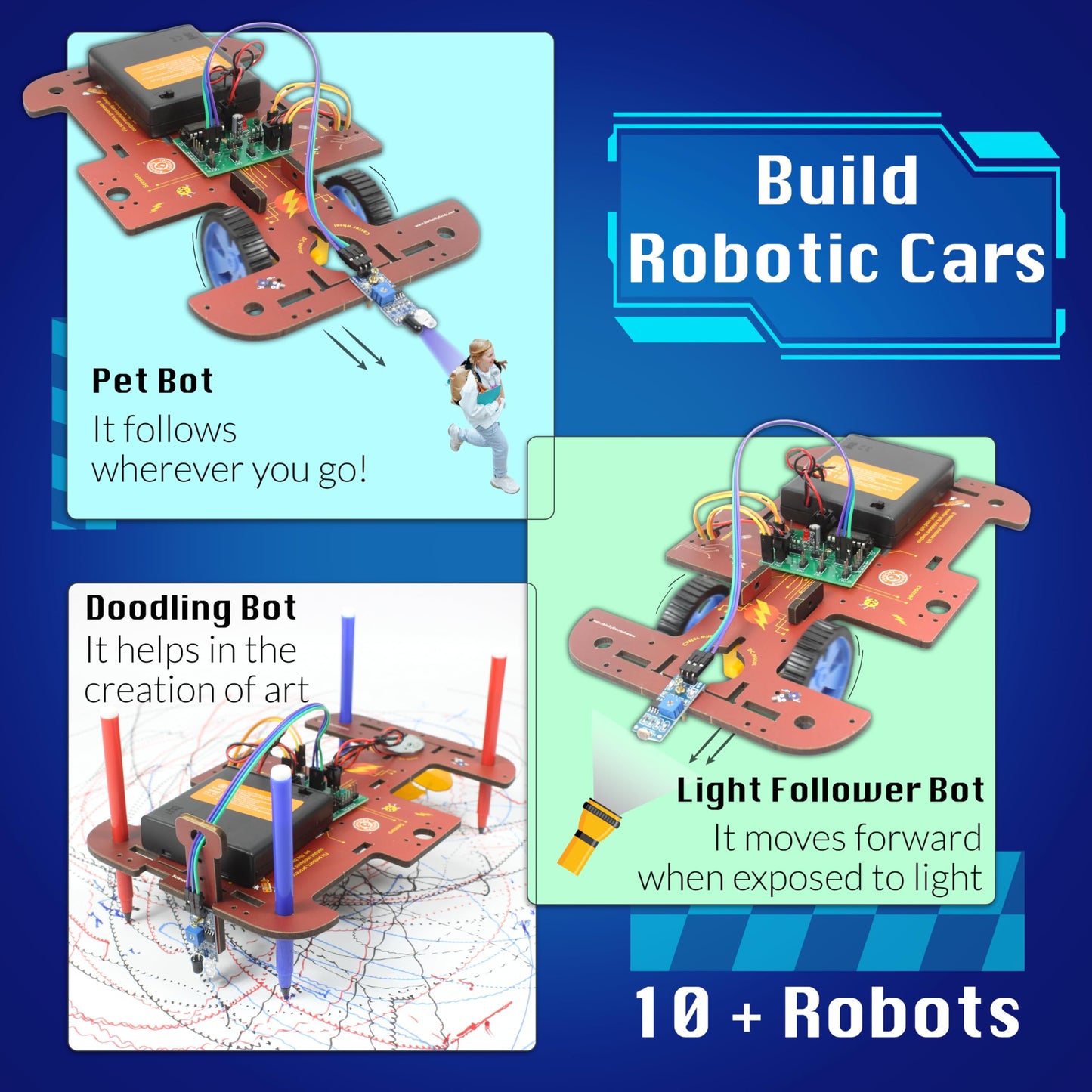 Kids STEM Electronic Robot Building Kit with Motors