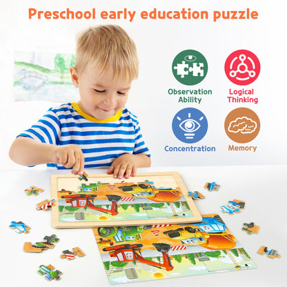 Wooden Jigsaw Puzzle Set 6 Pack Preschool Learning Toy