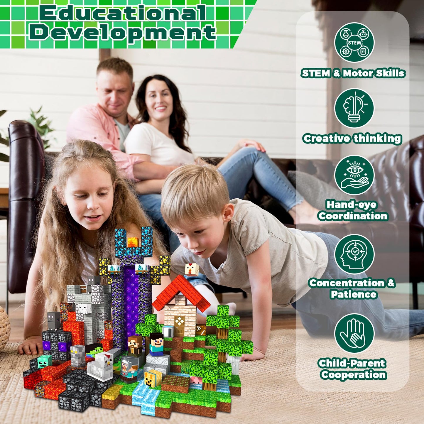 500-Piece Magnetic Building Blocks STEM Set for Kids