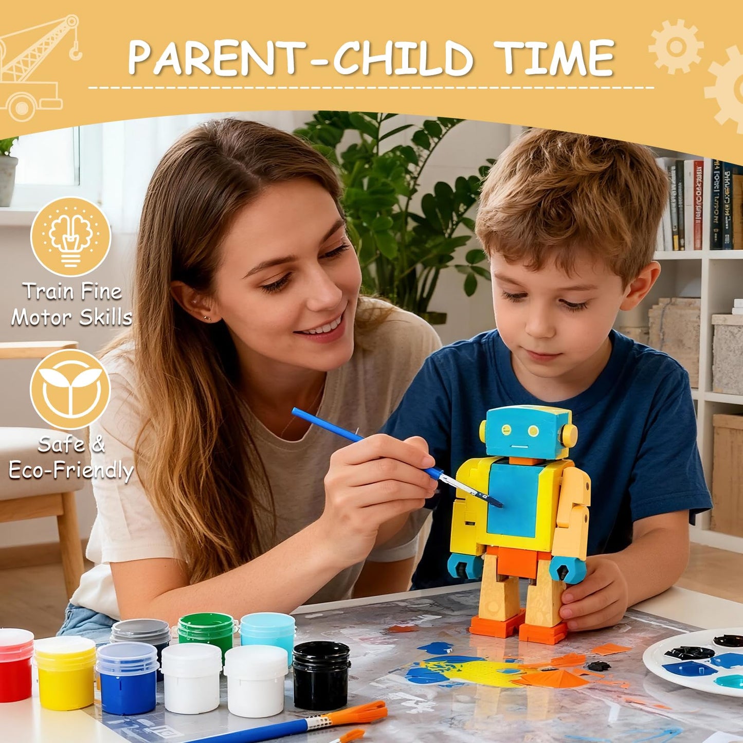 4-in-1 Wood Building STEM Kit for Kids DIY Craft