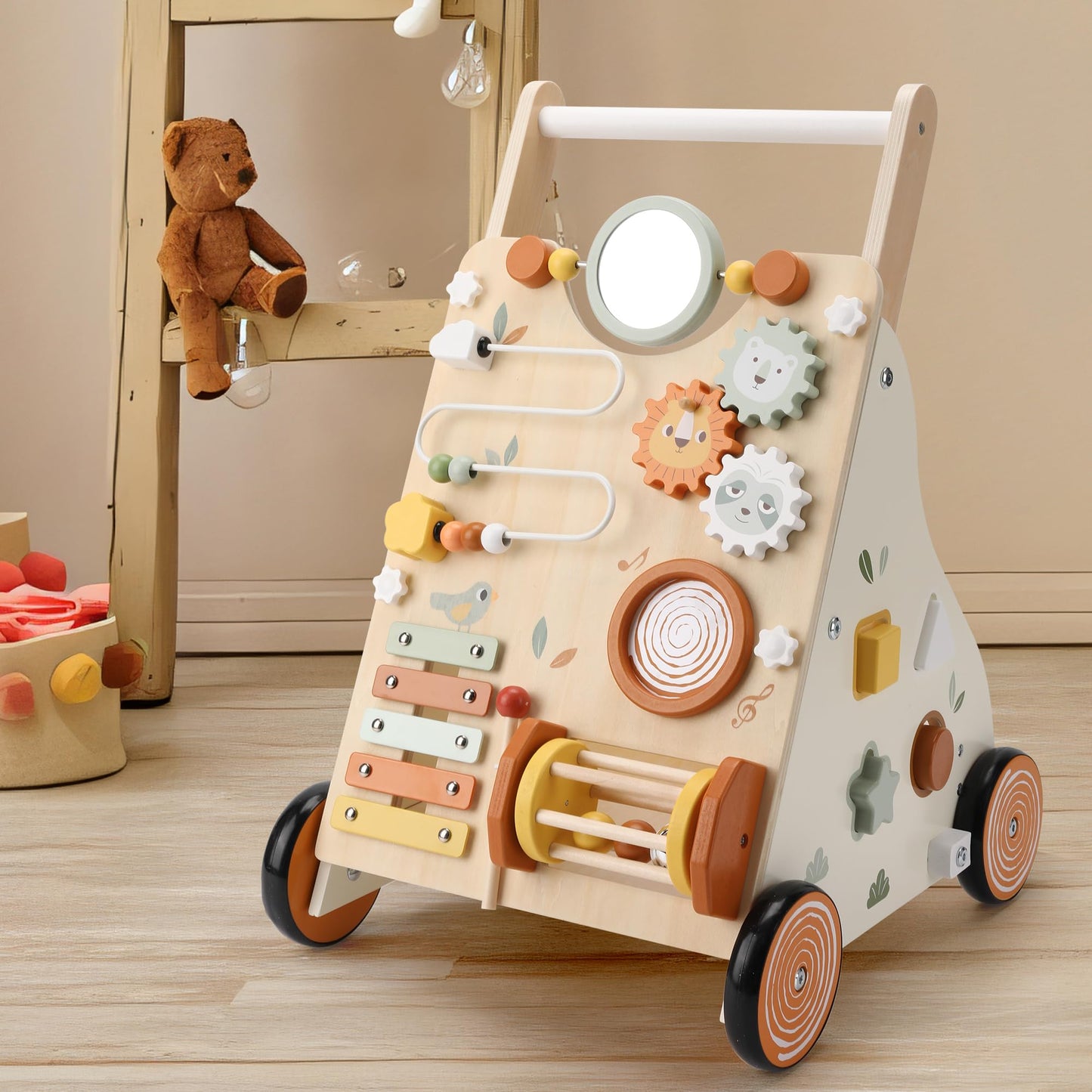 Pithfor Wooden Baby Push Walker