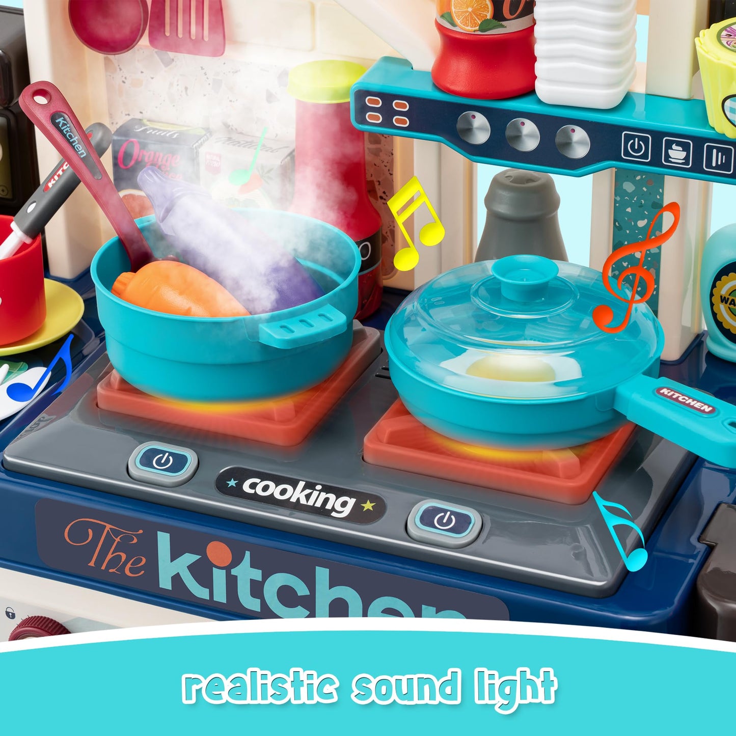 53-Piece Kids Kitchen Playset with Lights & Sounds