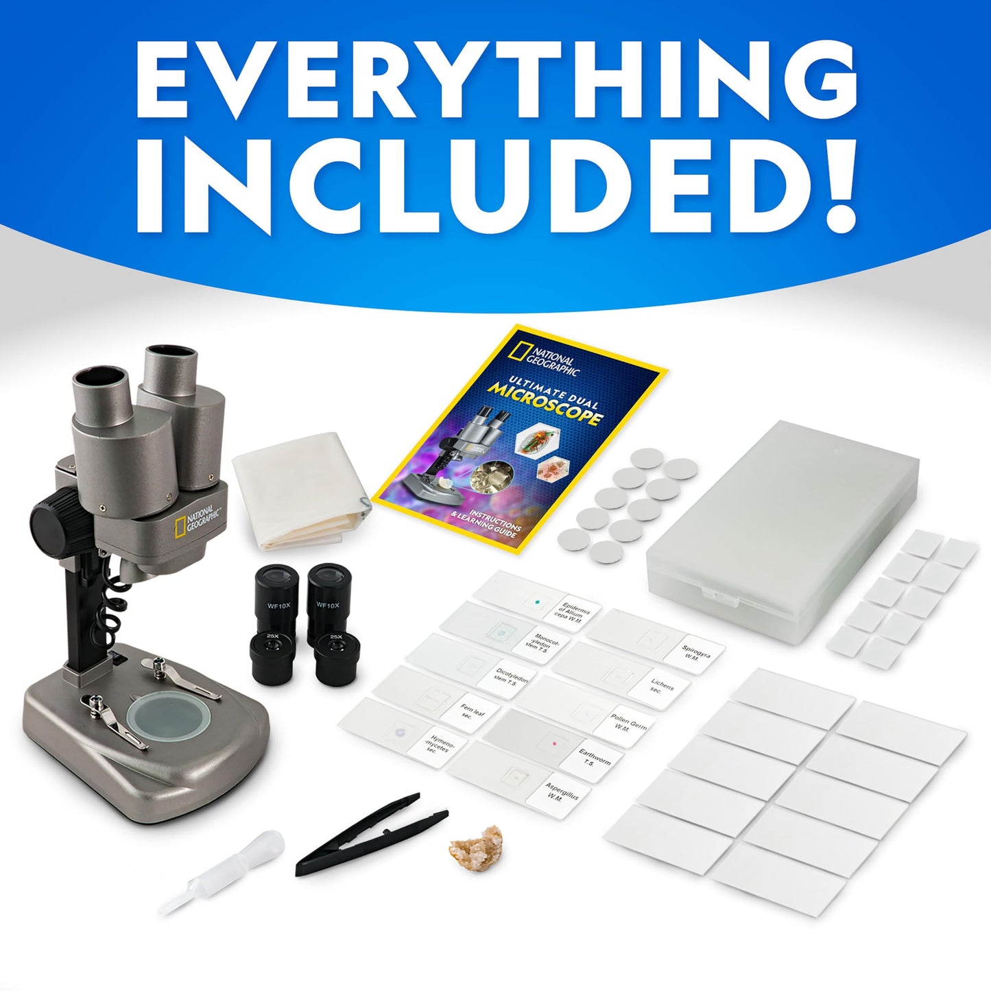 Kids Dual LED Microscope Science Kit 35 Slides