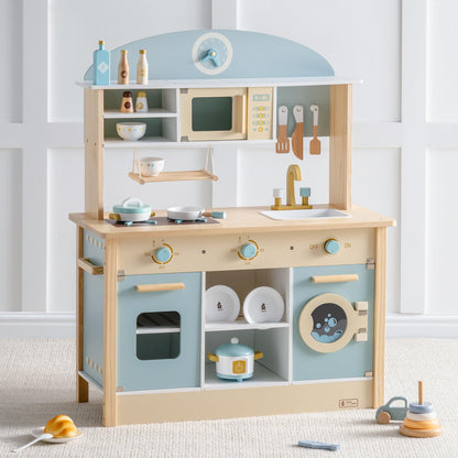 Wooden Kids Play Kitchen Pretend Toy Set