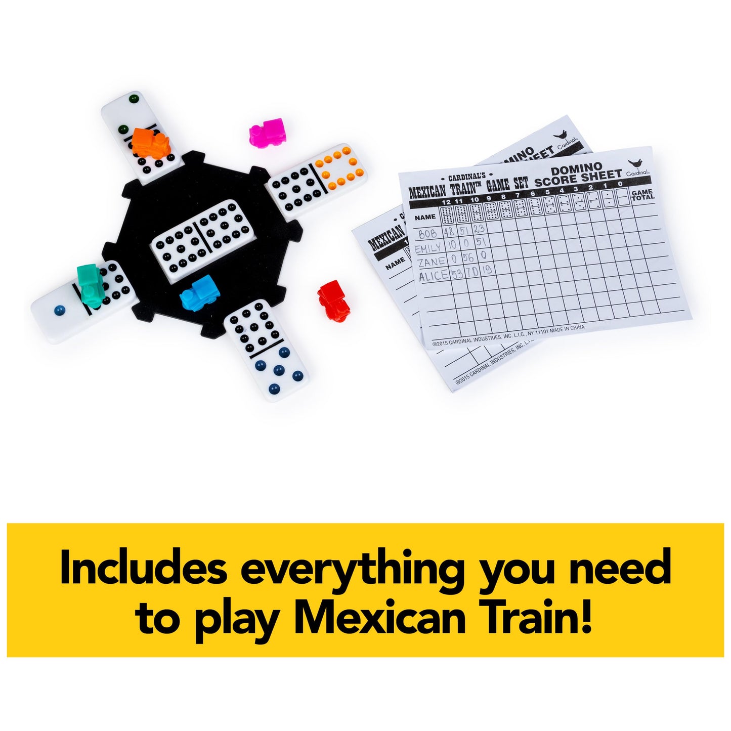 Mexican Train Dominoes Set Aluminum Case Family Game