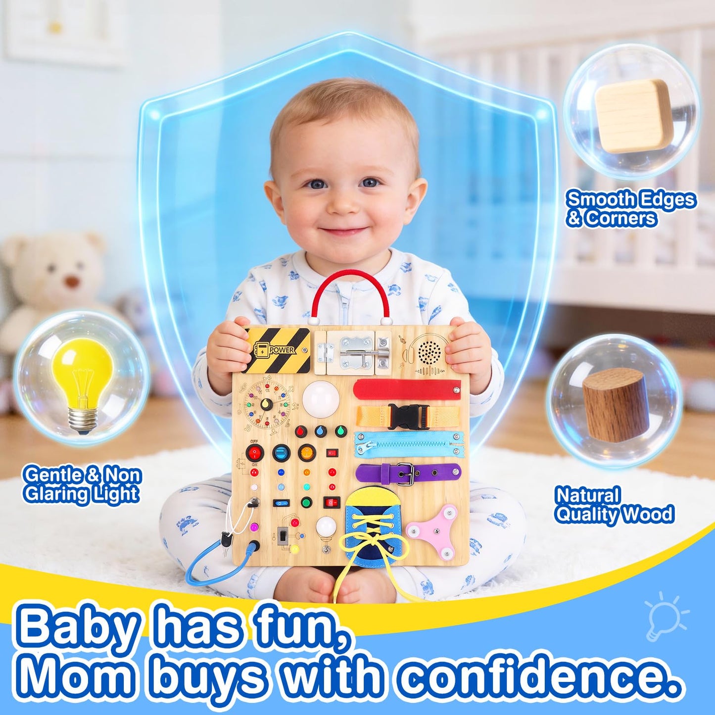Montessori Busy Board Sensory Activity Toy Toddlers