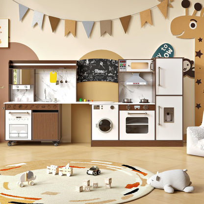 Kids Wooden Corner Play Kitchen Set