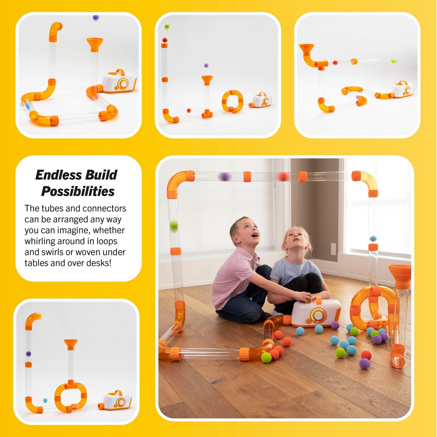 Air-Powered STEM Tube Building Toy Set for Kids