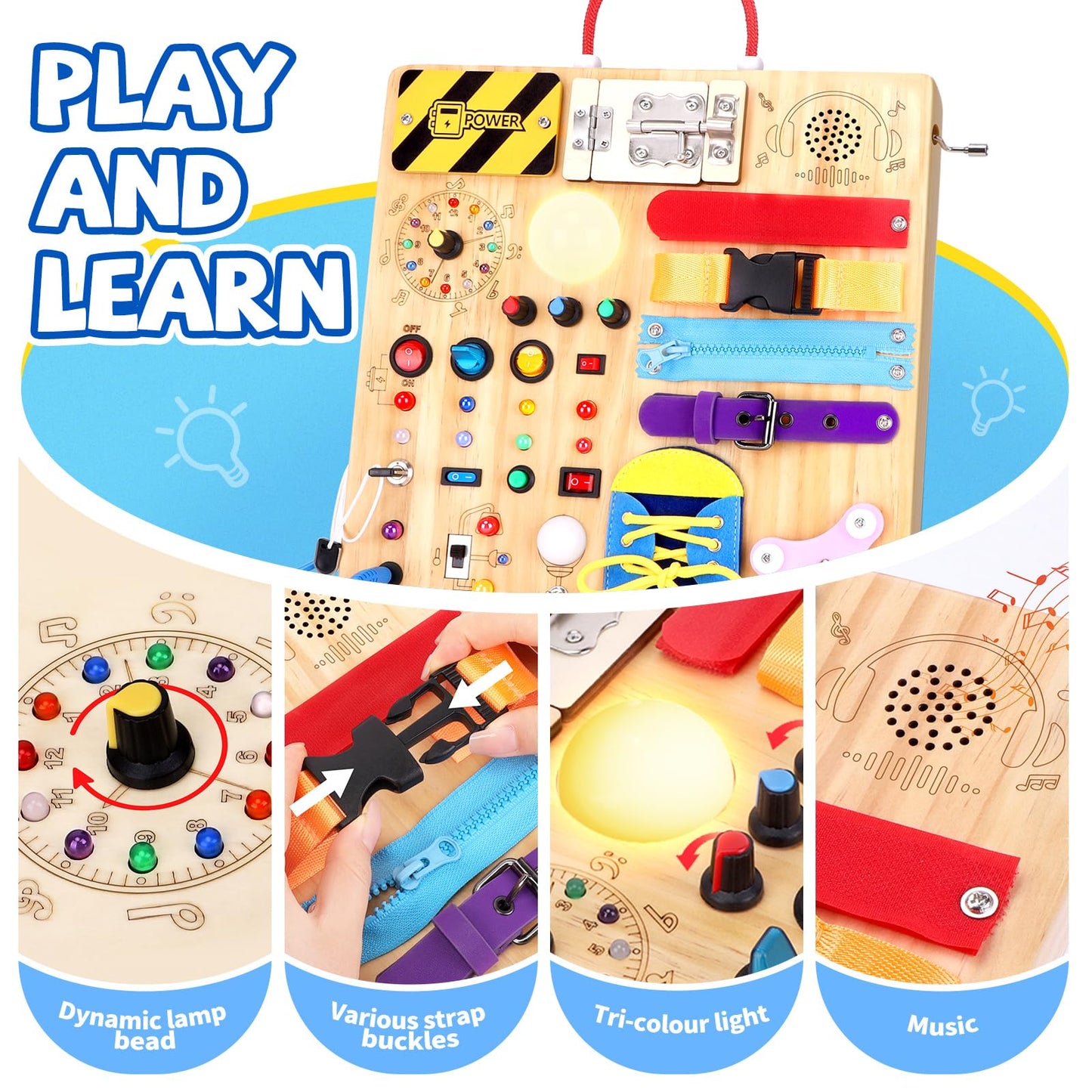 Montessori Busy Board Sensory Activity Toy Toddlers