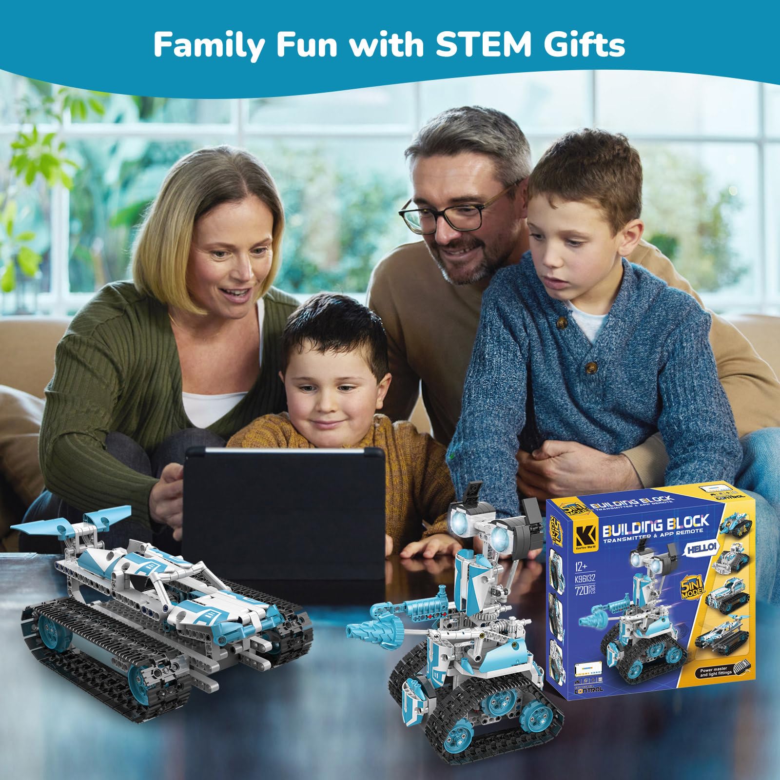 Ansnibe Robot Building Kit with APP/Remote Control STEM Gifts for Boys Age 8-16,Technic Coding Robotic Toys for Kids Birthday, Buildable 5in1 Models