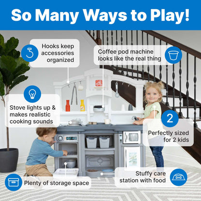 Kids Plastic Kitchen Play Workstation Pretend Set