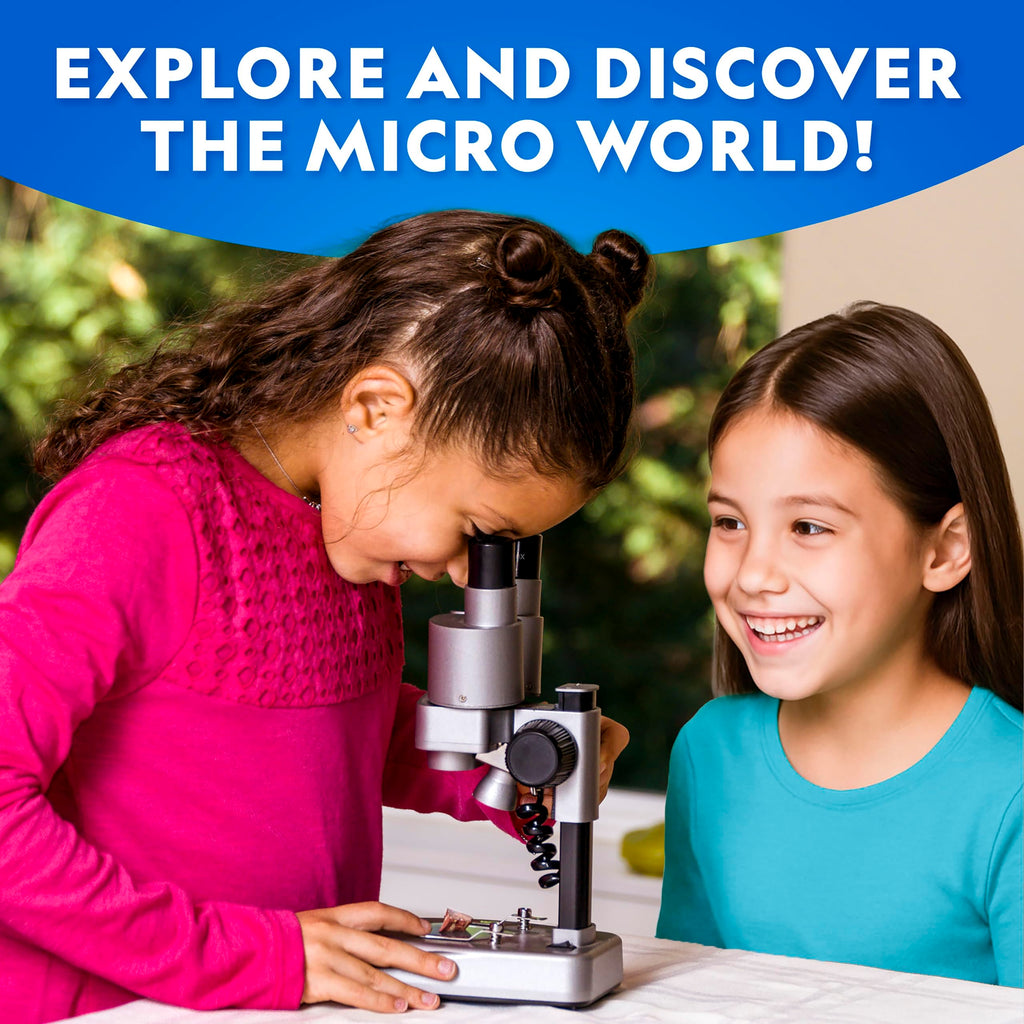 National Geographic Kids Microscope Science Kit - Dual LED Microscope for Kids, Ultra Bright 20x & 50x Magnification, 35 Microscope Slides, Complete Microscope Kit for Kids 8-12, Biology for Kids