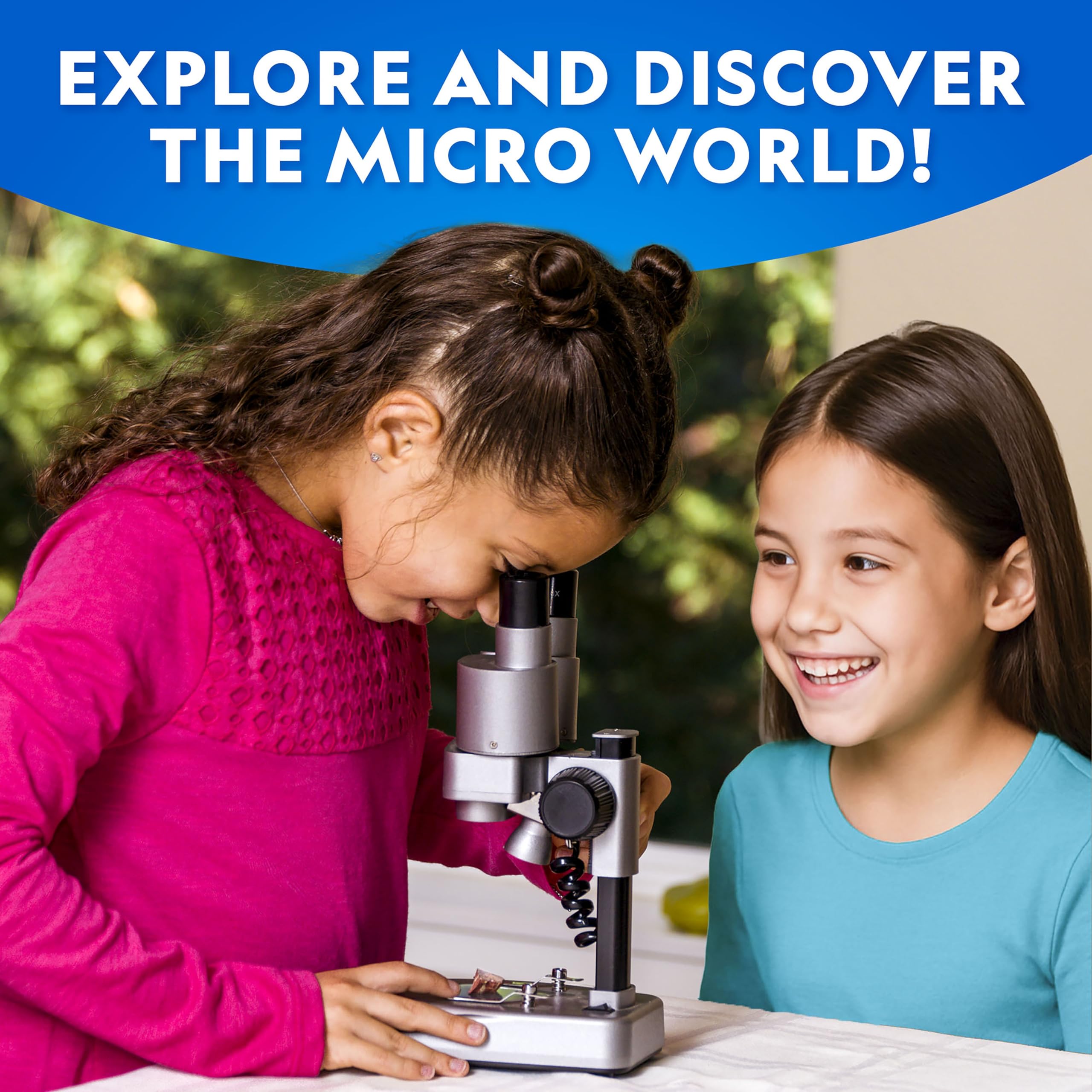 National Geographic Kids Microscope Science Kit - Dual LED Microscope for Kids, Ultra Bright 20x & 50x Magnification, 35 Microscope Slides, Complete Microscope Kit for Kids 8-12, Biology for Kids