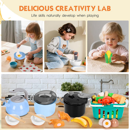130-Piece Kids Kitchen Pretend Play Cooking Set