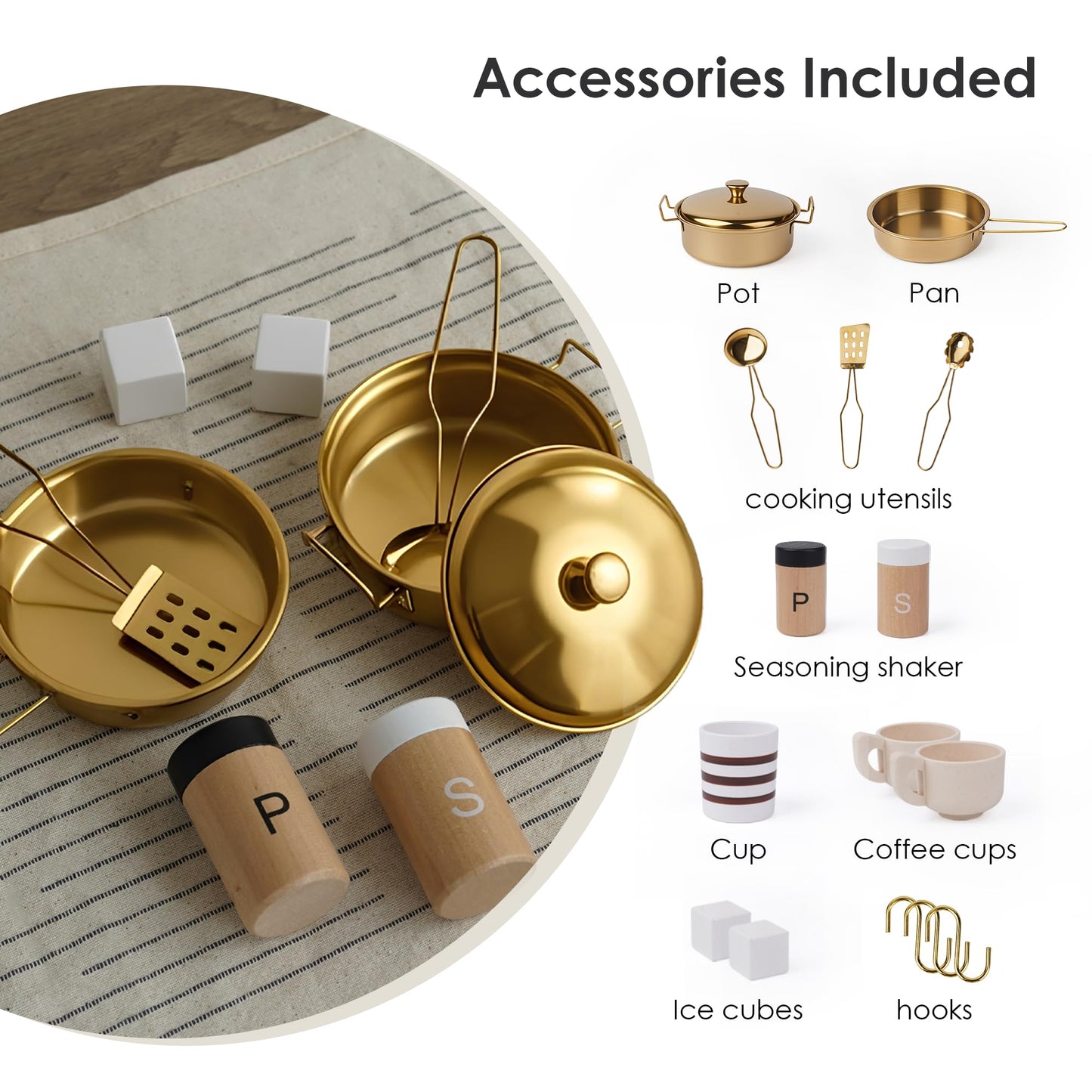 White Gold Play Kitchen Toys