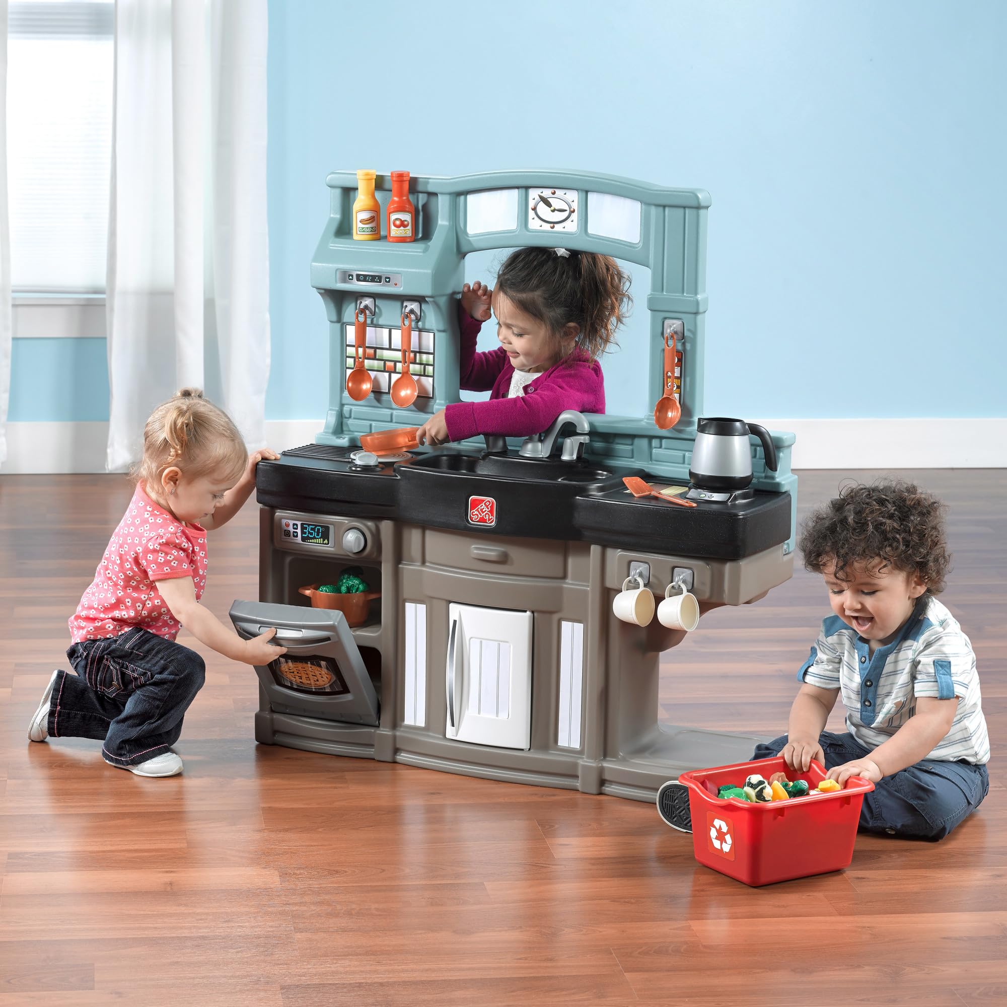 Step2 Kitchen Playset for Kids, Indoor/Outdoor Kitchenette, Interactive Play with Lights and Sounds, Made of Durable Plastic, for Toddlers 2+ Years Old
