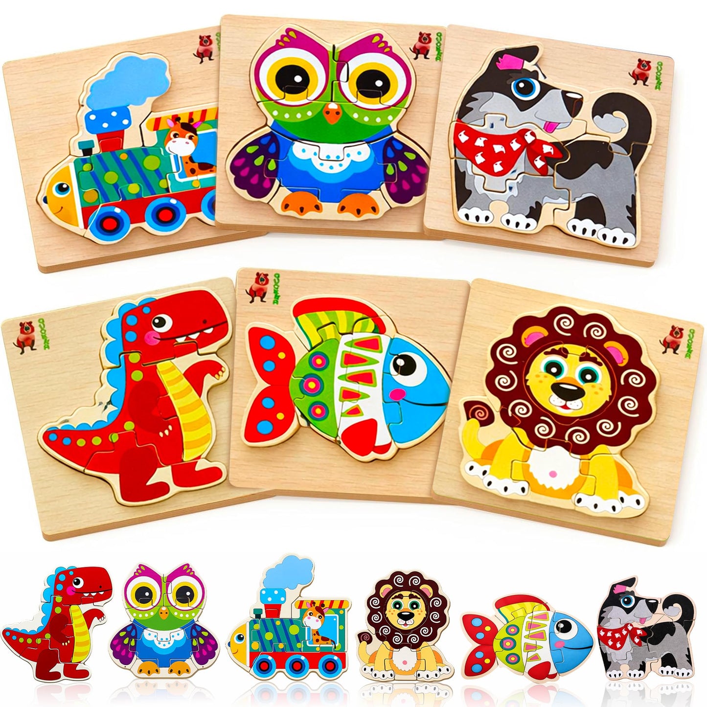 Wooden Montessori Puzzle Set Toddlers Learning Toy