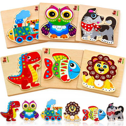 Wooden Montessori Puzzle Set Toddlers Learning Toy