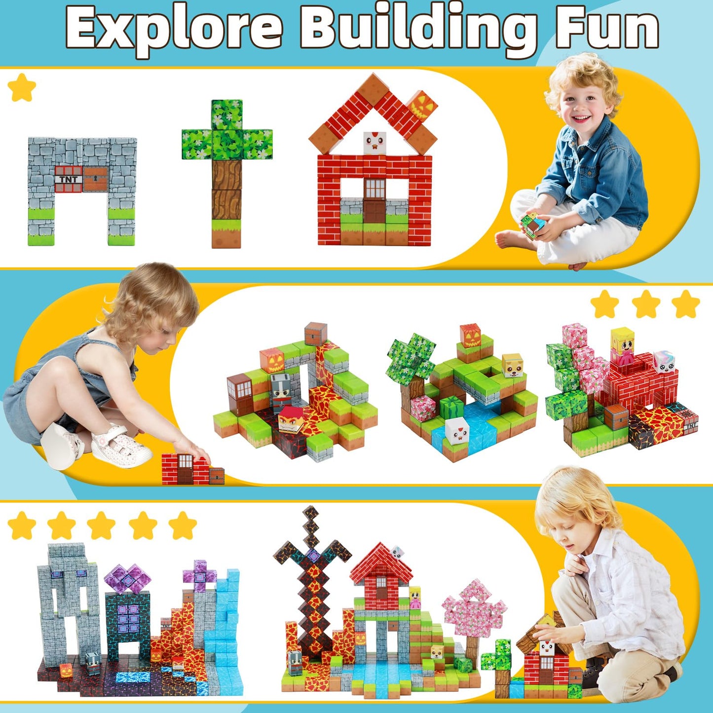 150-Piece Magnetic Building Blocks STEM Set for Kids
