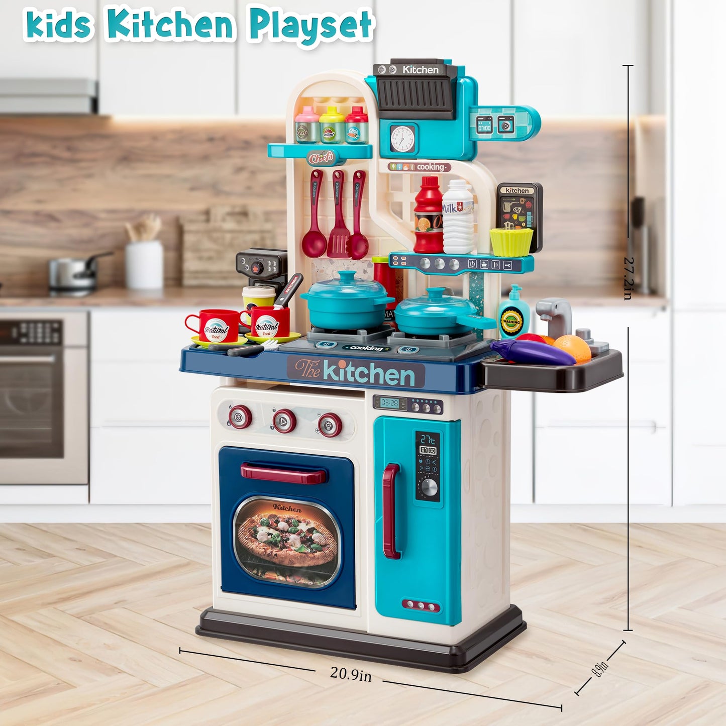 53-Piece Kids Kitchen Playset with Lights & Sounds