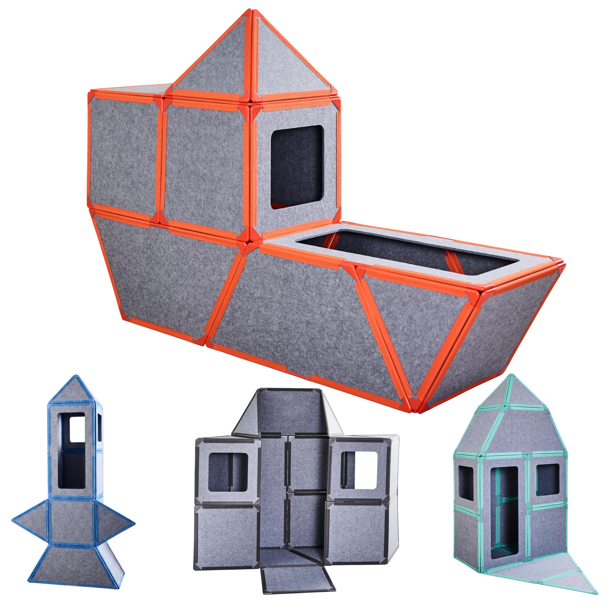 Superspace Giant Magnetic Fort Building Panels - The Big Set, 24 Panels, Life-Size Magnetic Tiles Kids, Build Forts Castles Rockets, STEM Toy Ages 3-10+, Eco-Felt, Indoor & Outdoor