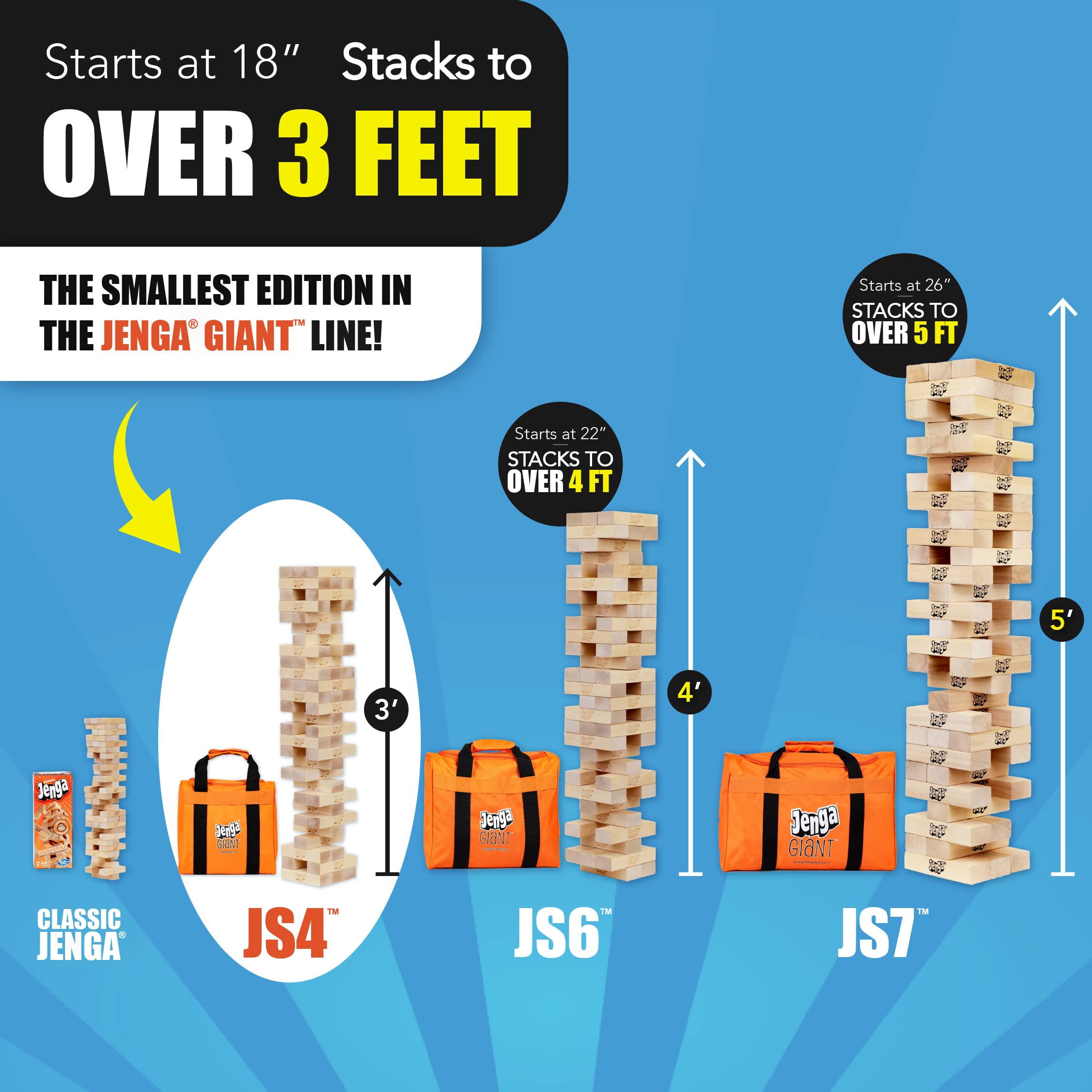 Jenga Giant - Hardwood Blocks - Stacks to Over 5 feet - Officially Licensed