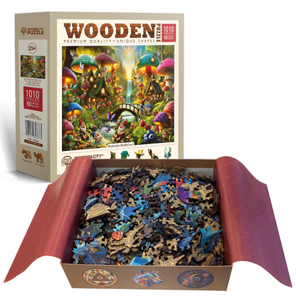 Wooden 1000 Piece Puzzle Mushroom Wonderland Adult Set