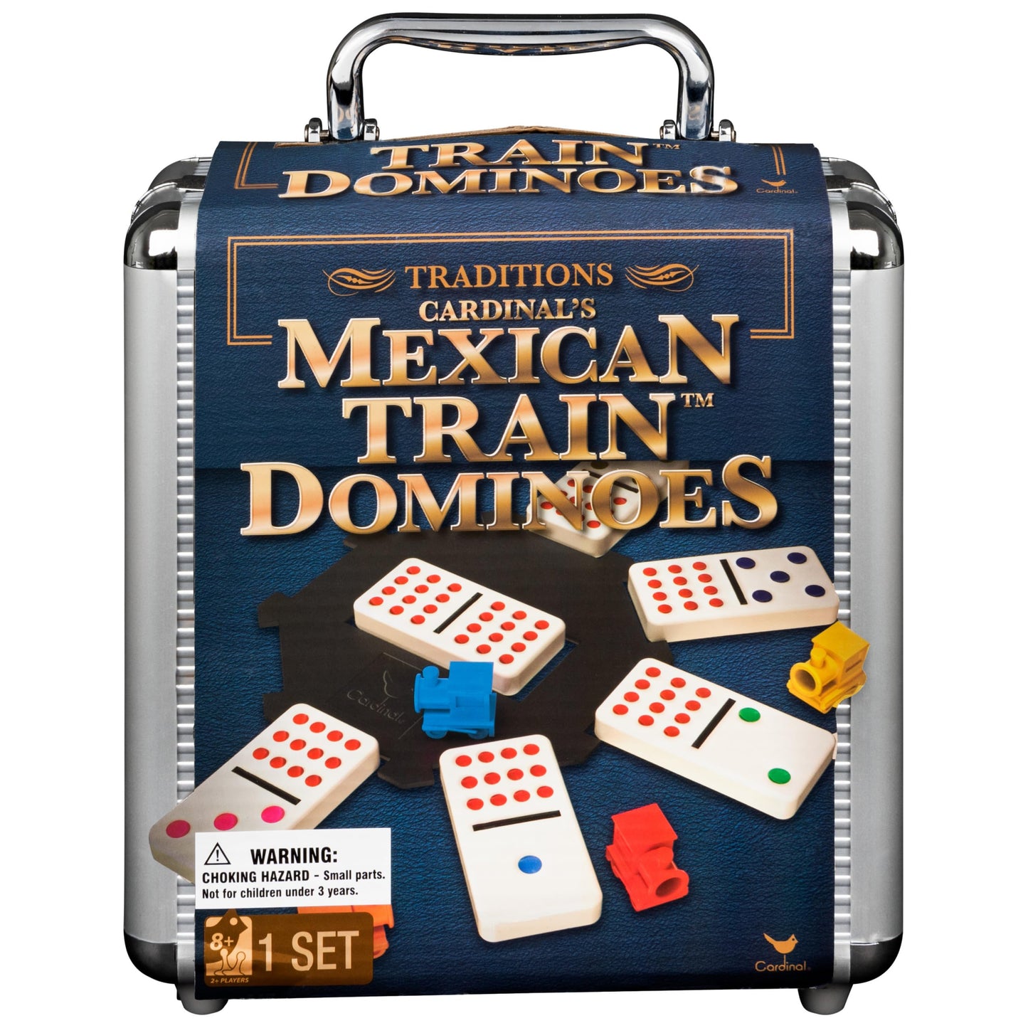 Mexican Train Dominoes Set Aluminum Case Family Game