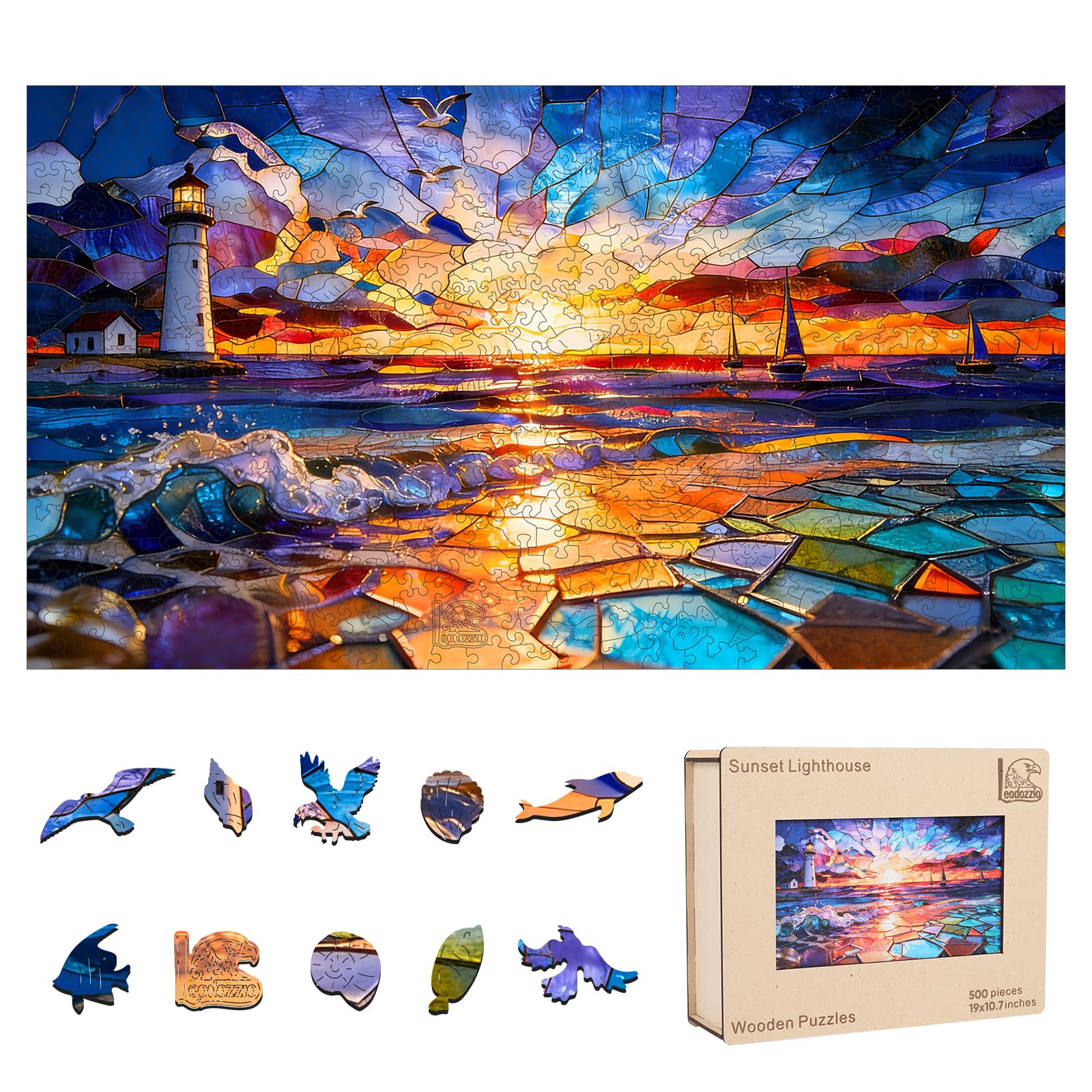 Wooden Puzzles, Nature Jigsaw Puzzles 200/500 Pieces, Unique Shaped Wooden Puzzles for Adults and Kids, Family Game