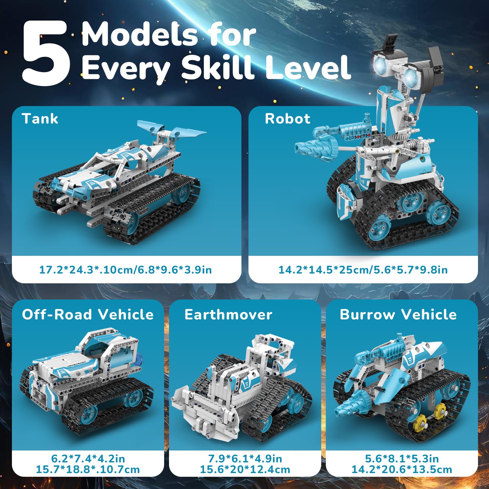 Ansnibe Robot Building Kit with APP/Remote Control STEM Gifts for Boys Age 8-16,Technic Coding Robotic Toys for Kids Birthday, Buildable 5in1 Models