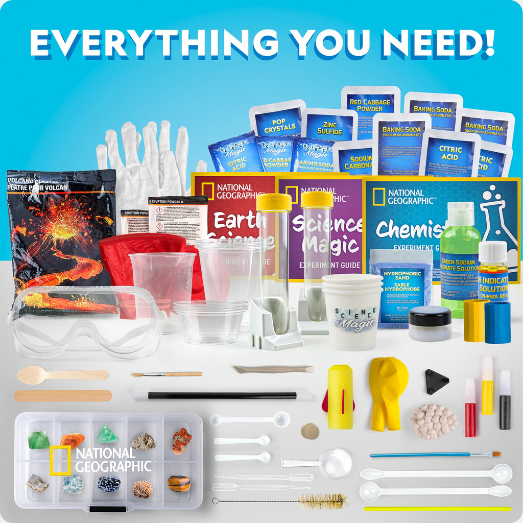 National Geographic Mega Science Kits - Professional Lab Kits with 100+ Crystal Growing & Chemical Reactions