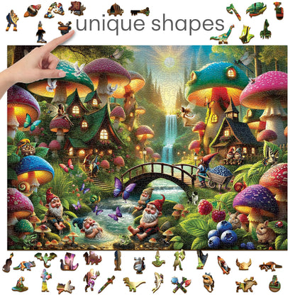 Wooden 1000 Piece Puzzle Mushroom Wonderland Adult Set