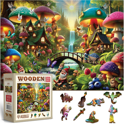 Wooden 1000 Piece Puzzle Mushroom Wonderland Adult Set