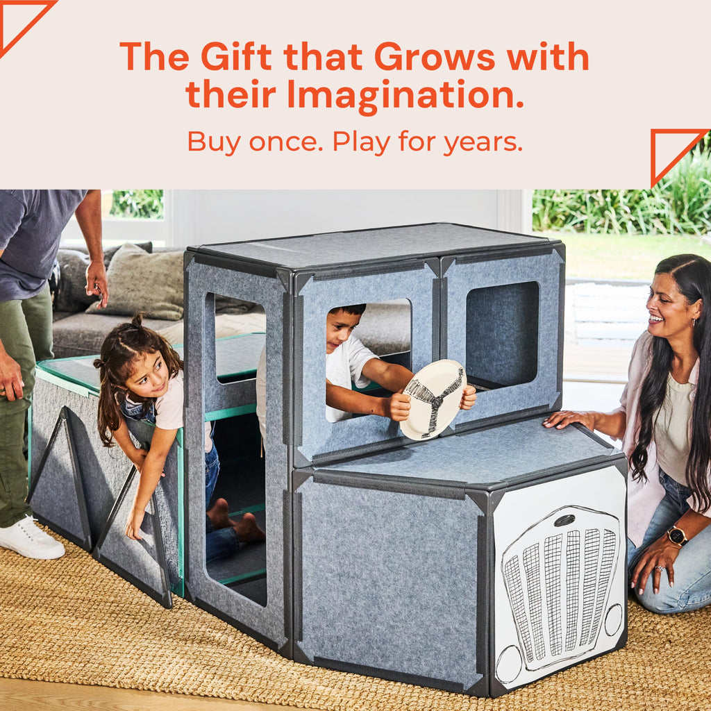 Superspace Giant Magnetic Fort Building Panels - The Big Set, 24 Panels, Life-Size Magnetic Tiles Kids, Build Forts Castles Rockets, STEM Toy Ages 3-10+, Eco-Felt, Indoor & Outdoor