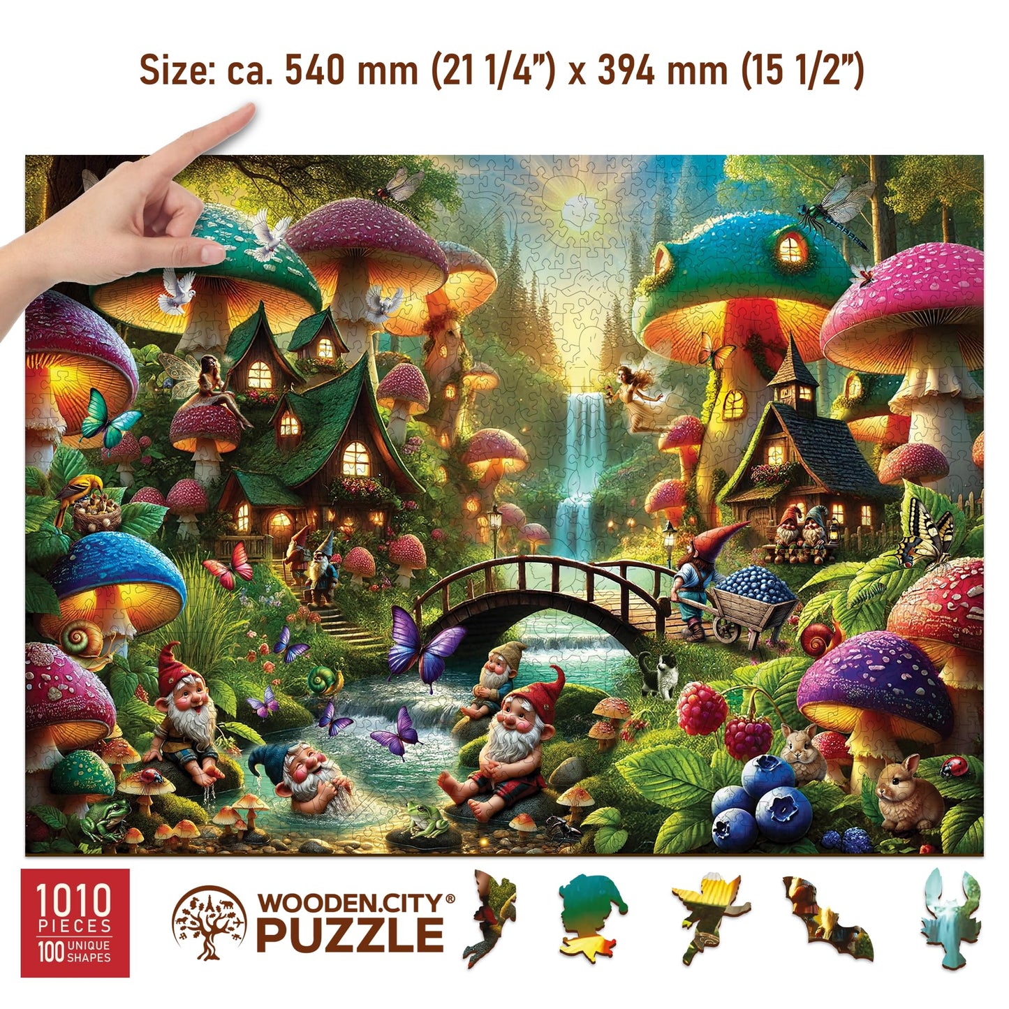 Wooden 1000 Piece Puzzle Mushroom Wonderland Adult Set